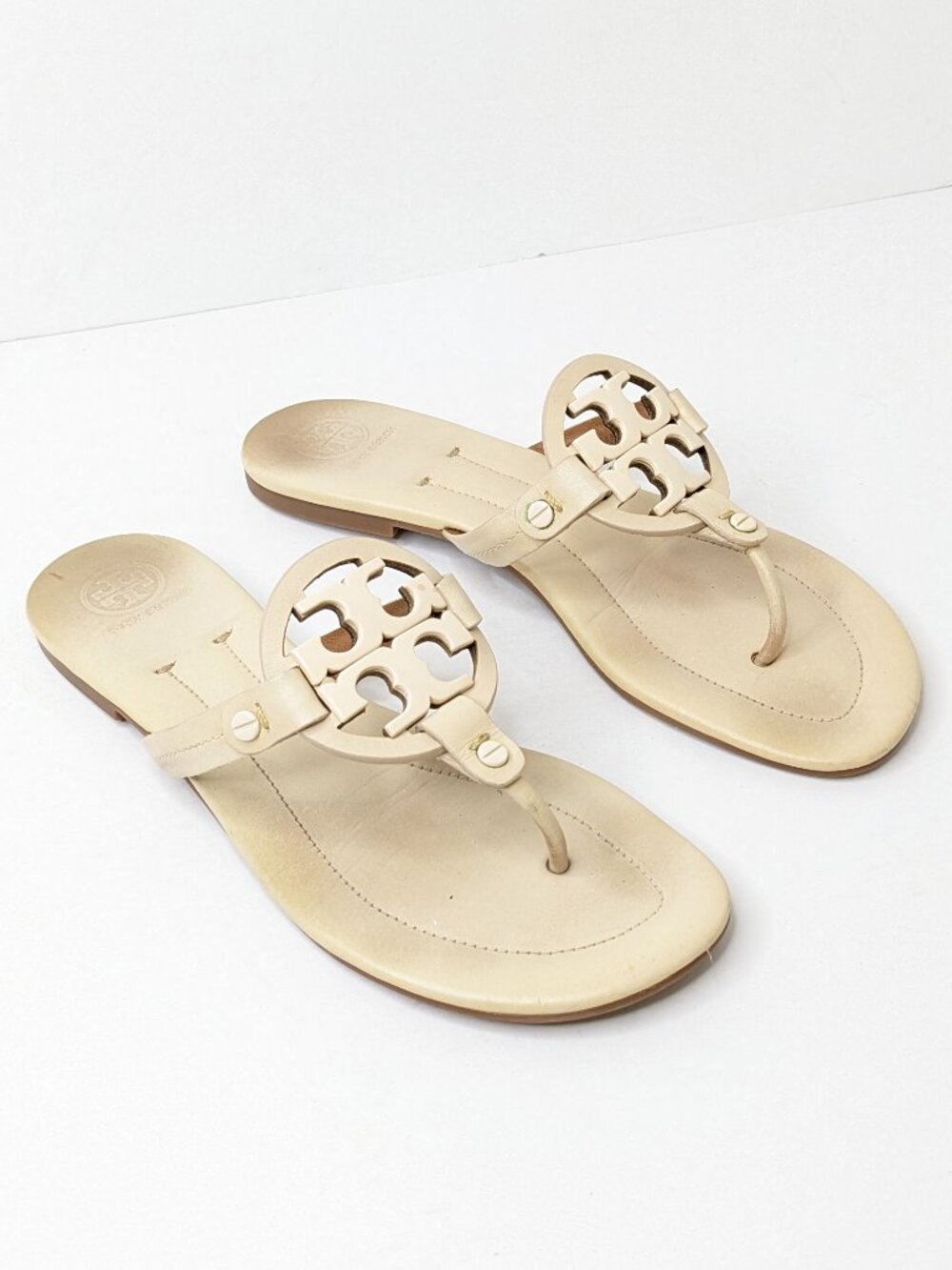 Tory Burch Miller Thong Sandals Tan Leather Women's 8.5
